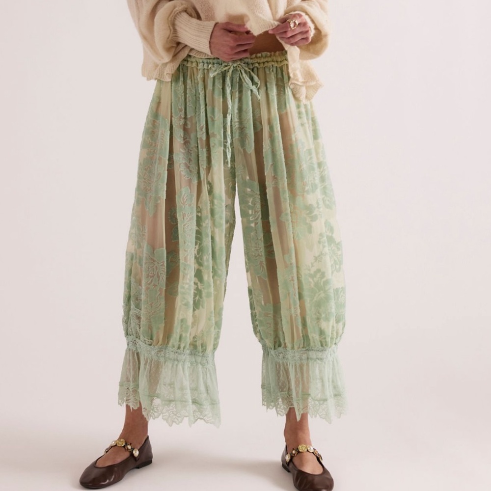 Free People Forever Young Burnout Pants- Seafoam Combo - Picture 2 of 13